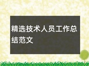 精選技術(shù)人員工作總結(jié)范文