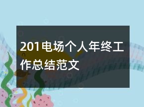 201電場(chǎng)個(gè)人年終工作總結(jié)范文