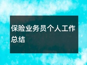 保險(xiǎn)業(yè)務(wù)員個人工作總結(jié)
