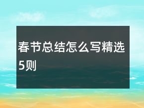 春節(jié)總結(jié)怎么寫精選5則
