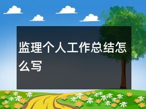 監(jiān)理個人工作總結(jié)怎么寫