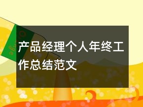 產(chǎn)品經(jīng)理個(gè)人年終工作總結(jié)范文