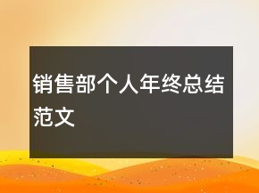 銷售部個(gè)人年終總結(jié)范文