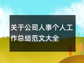 關(guān)于公司人事個人工作總結(jié)范文大全