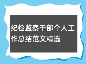 紀檢監(jiān)察干部個人工作總結(jié)范文精選