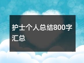 護士個人總結(jié)800字匯總