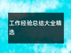 工作經(jīng)驗(yàn)總結(jié)大全精選