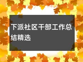 下派社區(qū)干部工作總結(jié)精選