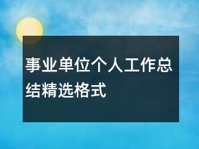 事業(yè)單位個(gè)人工作總結(jié)精選格式