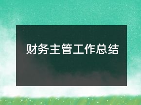 財(cái)務(wù)主管工作總結(jié)