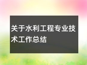 關(guān)于水利工程專業(yè)技術(shù)工作總結(jié)