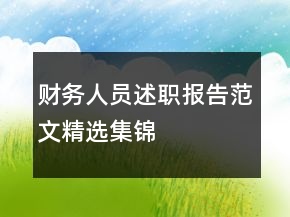 財務人員述職報告范文精選集錦