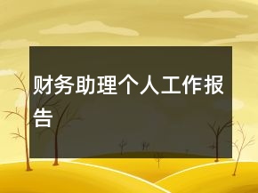 財(cái)務(wù)助理個(gè)人工作報(bào)告