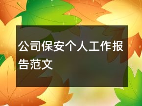 公司保安個人工作報告范文
