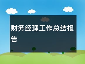 財務(wù)經(jīng)理工作總結(jié)報告