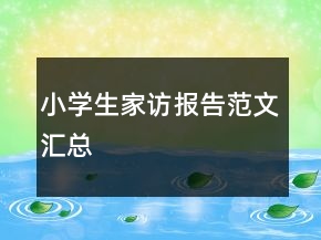 小學(xué)生家訪報告范文匯總