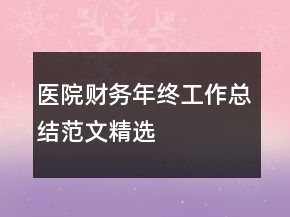 醫(yī)院財務年終工作總結范文精選