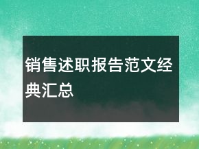 銷售述職報(bào)告范文經(jīng)典匯總