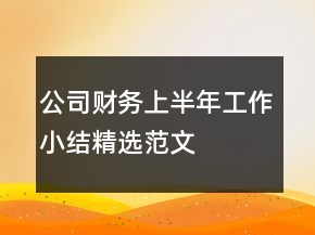 公司財(cái)務(wù)上半年工作小結(jié)精選范文