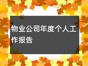 物業(yè)公司年度個人工作報告