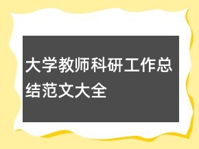 大學(xué)教師科研工作總結(jié)范文大全
