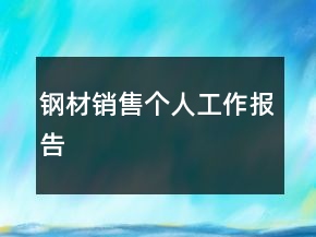 鋼材銷售個人工作報告