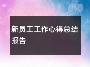 新員工工作心得總結(jié)報告