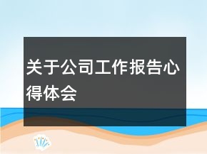 關(guān)于公司工作報告心得體會