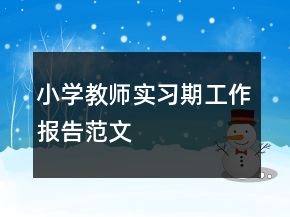 小學教師實習期工作報告范文
