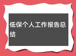 低保個(gè)人工作報(bào)告總結(jié)