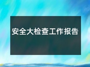 安全大檢查工作報(bào)告