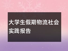 大學生假期物流社會實踐報告