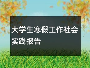 大學生寒假工作社會實踐報告