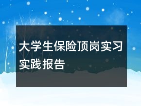 大學生保險頂崗實習實踐報告
