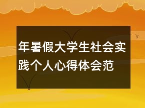 年暑假大學(xué)生社會(huì)實(shí)踐個(gè)人心得體會(huì)范文