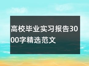 高校畢業(yè)實習報告3000字精選范文