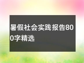 暑假社會實踐報告800字精選