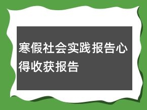 寒假社會(huì)實(shí)踐報(bào)告心得收獲報(bào)告