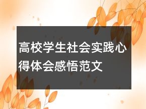 高校學生社會實踐心得體會感悟范文
