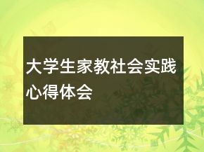 大學(xué)生家教社會(huì)實(shí)踐心得體會(huì)