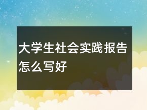 大學(xué)生社會實(shí)踐報(bào)告怎么寫好