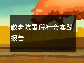 敬老院暑假社會實(shí)踐報告
