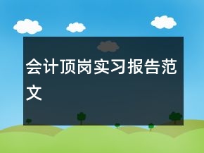 會計頂崗實習(xí)報告范文