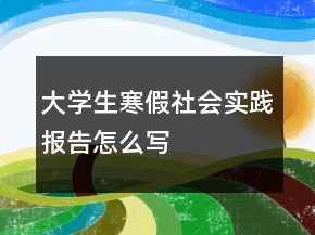 大學生寒假社會實踐報告怎么寫