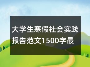 大學生寒假社會實踐報告范文1500字最新