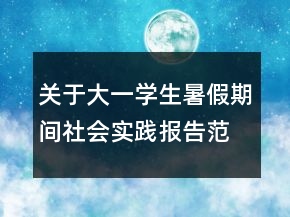 關(guān)于大一學(xué)生暑假期間社會(huì)實(shí)踐報(bào)告范文大全