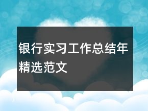 銀行實習(xí)工作總結(jié)年精選范文