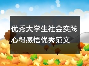 優(yōu)秀大學(xué)生社會(huì)實(shí)踐心得感悟優(yōu)秀范文最新