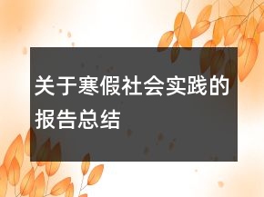 關(guān)于寒假社會實踐的報告總結(jié)
