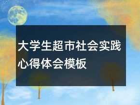 大學生超市社會實踐心得體會模板